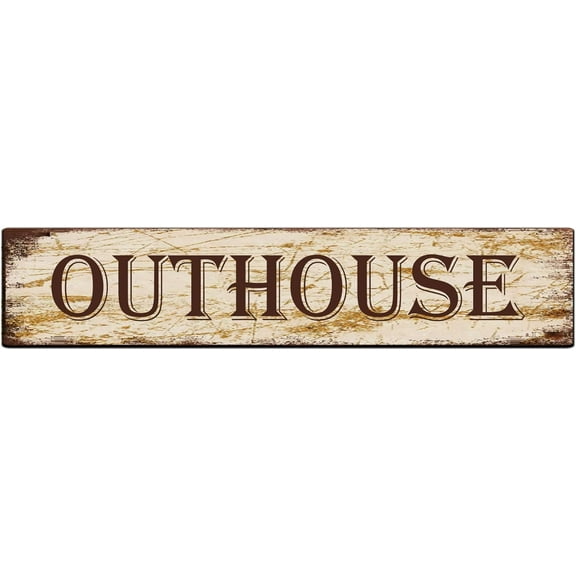 Outhouse Metal Plaque Rustic Tin Sign Retro Wall Decor 4x16 in