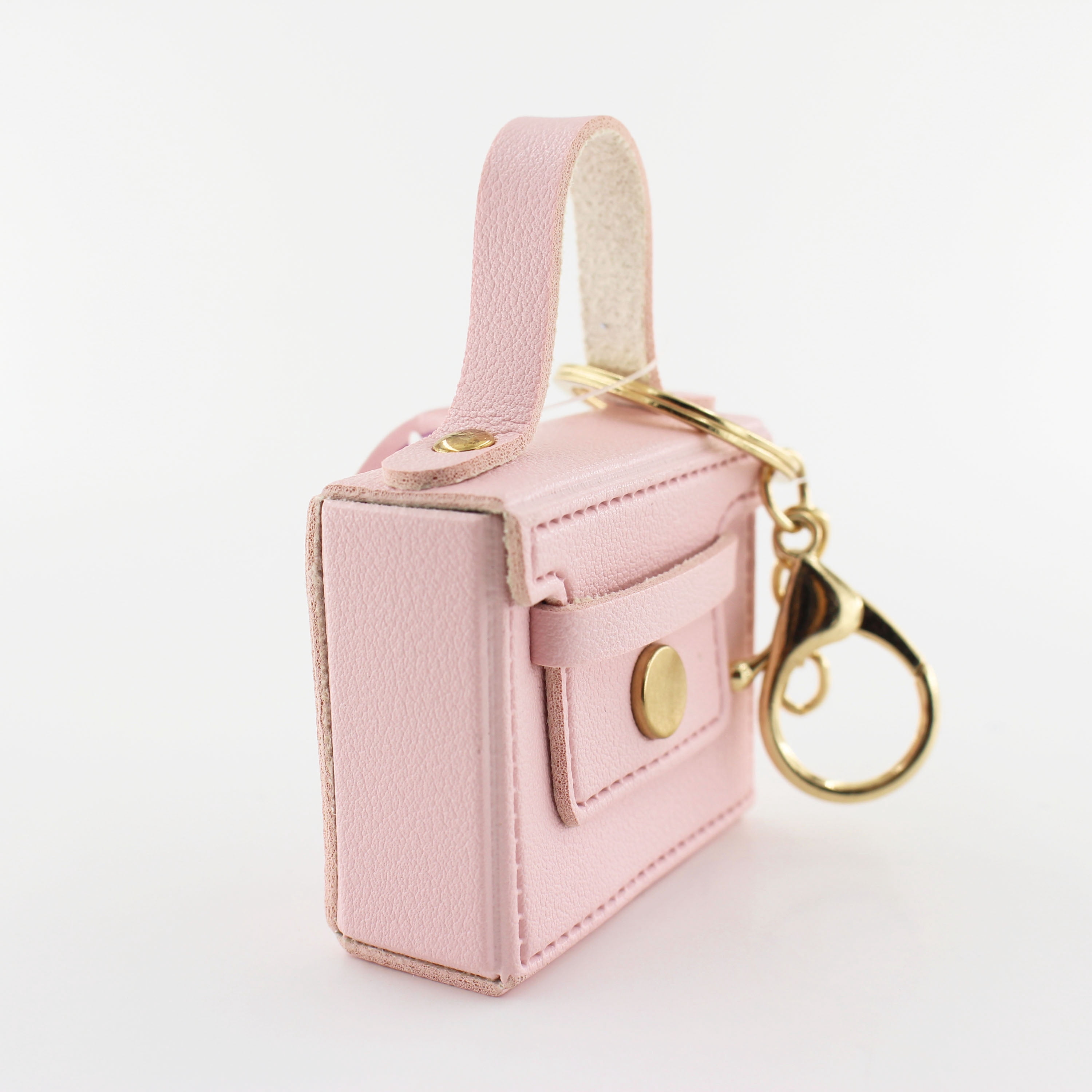 U Style Mini Purse Keychain, Faux Leather, Light Pink, 2.5" x 1" x 2"