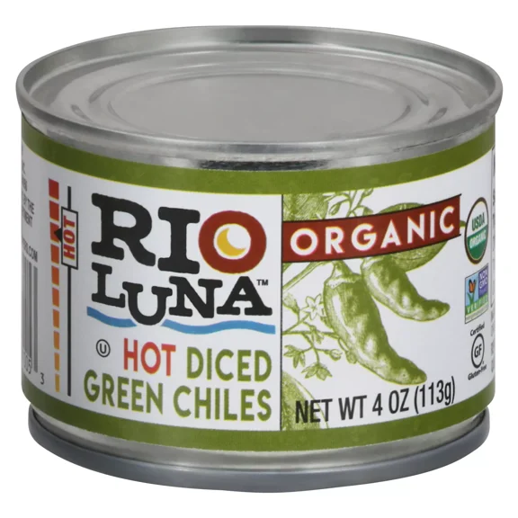 (Pack of 12), Rio Luna Organic and Hot Diced Green Chiles, 4 oz