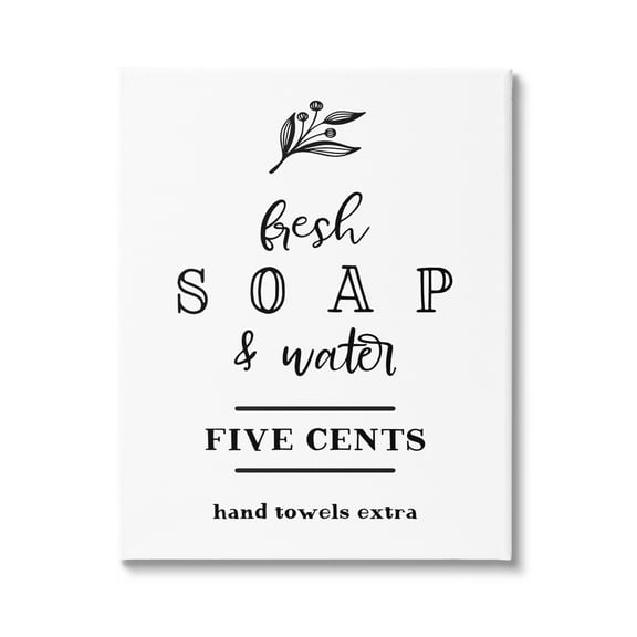 Stupell Industries Fresh Soap & Water Bathroom Washing Botanical Symbol Graphic Art Gallery Wrapped Canvas Print Wall Art, Design by Lettered and Lined