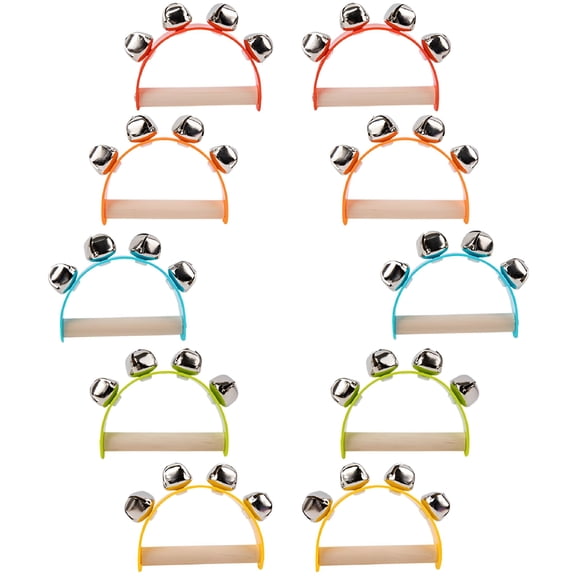 QAYOZ 10pcs Wooden Hand Bells Early Education Handhold Shaker Bells Musical Percussion Instruments