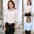 thumbnail image 2 of señoras tops escuela blusa moda manga larga cuello turn-down formal elegante blusapangjing, 2 of 4