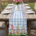 thumbnail image 4 of Easter Bunny Gnomes Table Runner - 120 Inch Long Spring Easter Eggs Floral Blue Plaid Cotton and Linen Blended Dress Scarves Farmhouse Table Runner for Kitchen Dining, Coffee Table, 13" x 120", 4 of 8