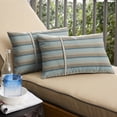 thumbnail image 3 of Sunbrella  Gateway Mist Streiped Indoor/Outdoor Lumbar Pillow (Set of 2) 13 in h x 20 in w, 3 of 5
