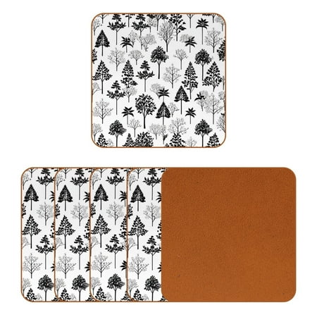 

YZUOUZY Home Decor Table Decor set of 6 Square Custom Coasters Floral African Lily Flowers Leaves