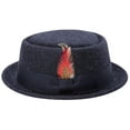 thumbnail image 2 of Montique Men's Navy Soft Rabbit Wool Snap Brim Pork Pie Teardrop Dent Hat H52, 2 of 4