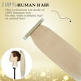 thumbnail image 3 of MY-LADY 100% Remy Real Human Hair Ponytail Extension 18Inch Long Straight Hair Extensions Hairpiece Wrap Around PonyTail Magic Paste Ponytail for Women #613 Bleach Blonde, 3 of 8