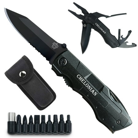 Multifunction Pocket Knife with Pliers Screwdrivers Bottle Opener Durable Sheath Multitool for Work Camping