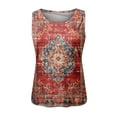 thumbnail image 3 of Playeras,Blusas y Tops,Ropa para Mujer Verano Tops Camisetas sin mangas con estampado de cuello redondo para mujer, camisetas básicas de ajuste holgado informal de verano, blusa de playa (Red, S), 3 of 4