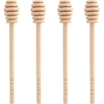 Kiibsot 4 Pcs (6 Inches) Wooden Honey Mixing Stirrer Honey Dipper Sticks, Honey Comb Stick Honey Spoon Collecting Dispensing Drizzling Jam