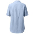 thumbnail image 4 of Linen Tops for Women Summer Gauze Shirts Button Down Short Sleeve V Neck Blouses Dressy Casual Tunic Clothes Light Blue S, 4 of 8