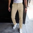 thumbnail image 2 of LODIENY Men Golf Dress Pants Stretch Slim Fit Casual Trouser Button Waist Slacks for Men Straight Leg Lightweight Trousers with Pockets Khaki XL, 2 of 9