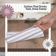 thumbnail image 3 of HEIRLOOM COMFORT 12 Pack Fiesta Stripe Kitchen Towels, 18"x26", 100% Cotton, Quick Dry, Absorbent & Washable Dish Towels for Drying Dishes, Everyday Use - Orange, Yellow, Grey, Brown, Burgundy, 3 of 7