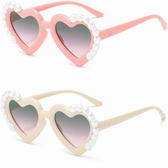 Toddle Girl Peal Heart Sunglasses,UV 400 Protection for Toddler Party Beach Shades Age 2-8