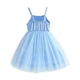 thumbnail image 5 of Blue Dresses for Toddlers Girls Mesh Patch Dressy Formal Elegant Sleeveless with Bow Flower Girls Dresses Cute Spaghetti Straps Dress, 5 of 10