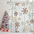thumbnail image 2 of Christmas Shower Curtain for Bathroom 84x72inches X-mas New Year Decor Shower Curtain Set with Hooks Snow Flowers White Waterproof Fabric Shower Curtain, 2 of 6
