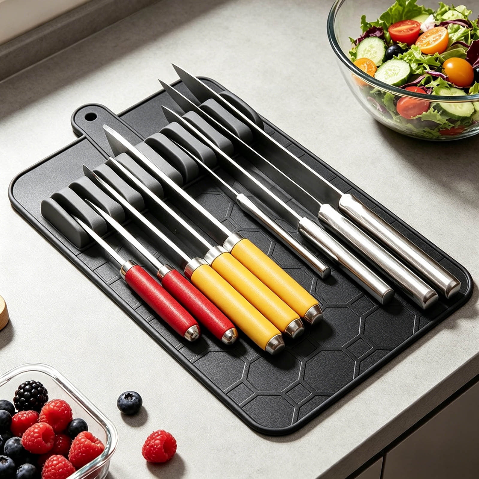 Drawer Organizer Silicone Storage Tray Holder Cutlery Tray Non Flexible Structure Suitable For Kitchen Organization Home Drawer Kitchen Pan Organizer Dish Dry Rack Utensil Holder for Dish Rack