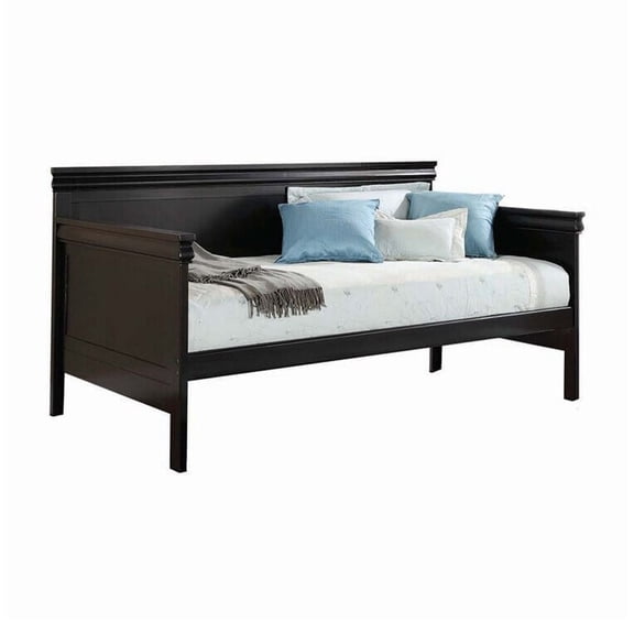 Gothic Grace Daybed - Twin Size Wood Bed Frame with Headboard - Black Bedroom Furniture