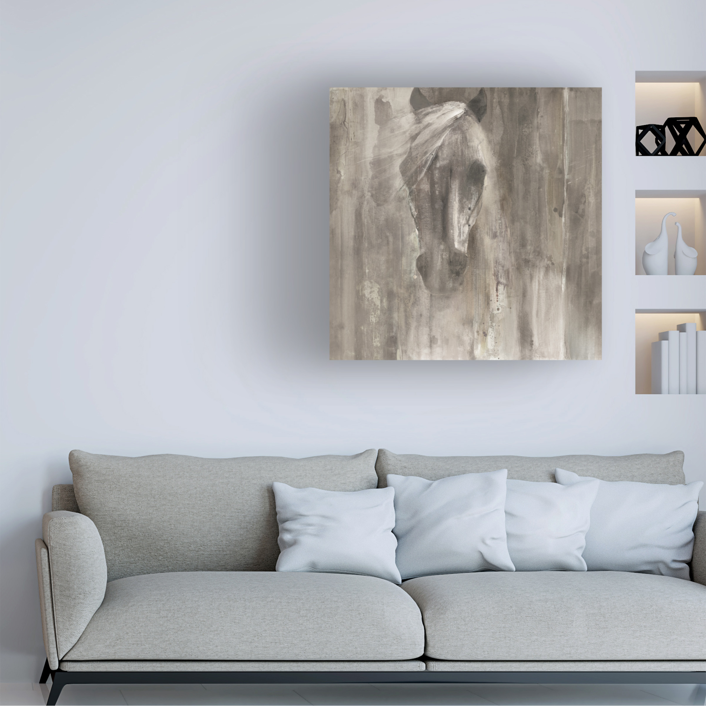 Albena Hristova 'Shadow Light Gray Horse' Canvas Art