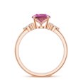 thumbnail image 3 of Pear Shaped Pink Sapphire Side Stone Engagement Ring with Moissanite in Sterling Silver/ Rose Gold Plated Trilogy Promise Wedding Band Ring September Birthstone Jewelry, Ring Size 10, 3 of 8