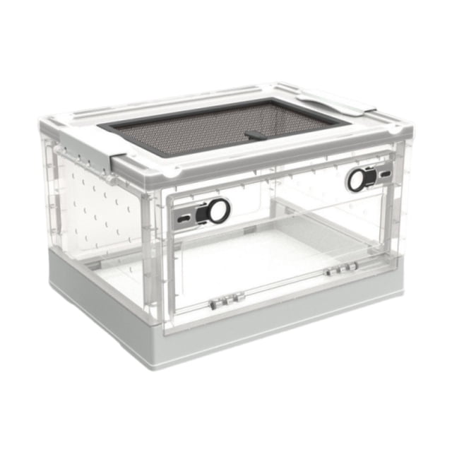 Terrario plegable transparente para reptiles, recinto de escritorio para mascotas, panel superior de malla, ligero para criadero de especies arbóreas. Blanco S