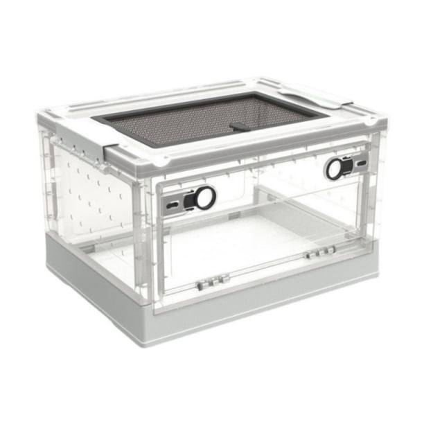 Terrario portátil plegable y transparente para reptiles, ideal para geckos y tortugas. Blanco S