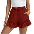 thumbnail image 3 of Plus Size Women's Elastic Waist Solid Color Skorts with Pockets, Shorts for Women, Summer Casual Shorts with Bow-Knot, Lightweight Outdoor Athletic Gym | UKHCCC,Wine 2XL, 3 of 8