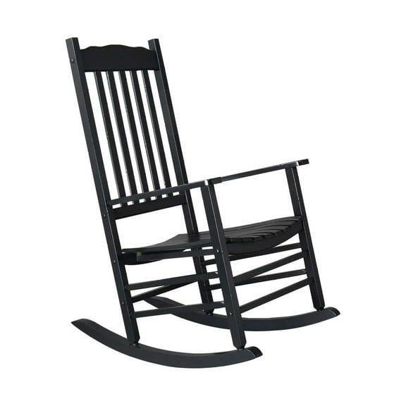 Wqmh 46inch Solid Wood Outdoor Rocking Chair with High Back, All Weather Lounge Chair, Oversized Rocking Chair for Patio, Porch, Fire Pit Garden,Lawn, Balcony, Backyard, Indoor Wooden Rocker