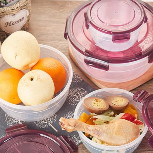 Caja Redonda de Plástico Engrosado Sellada para Alimentos Frescos Ganfancp Transparente para Microondas Horno Fiambrera Nevera