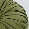 thumbnail image 4 of HIG Set of 2 Pumpkin Pleated Round Throw Pillows, Soft Velvet, Olive, 14.5" Diameter, 4 of 7