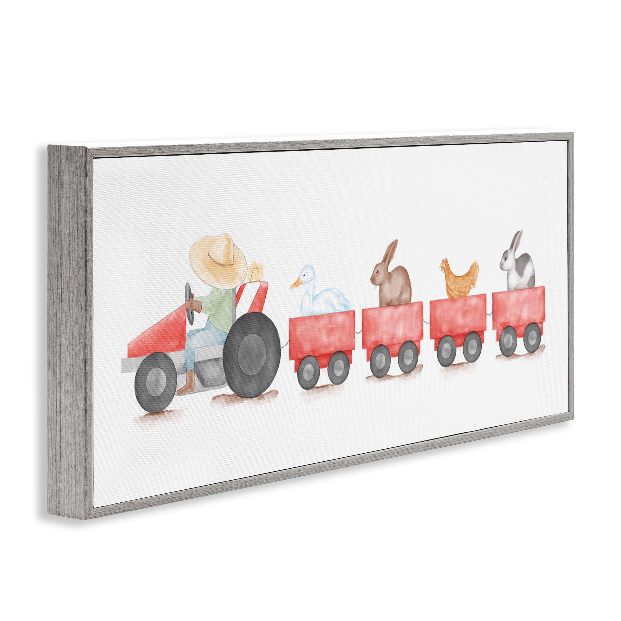 Stupell Industries Farm Animals Locomotive Animals & Insects Painting Gray Framed Art Print Wall Art, 24 x 10