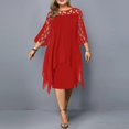thumbnail image 4 of Plus Size Women Midi Dress Hollow Out Casual Cocktail Dress For Summer Autumn, 4 of 5