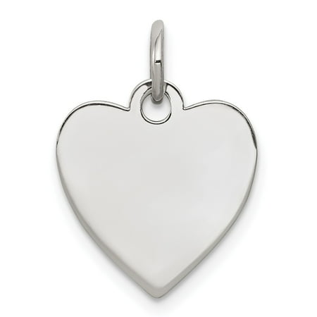 - Solid 925 Sterling Silver Engraveable Heart Polished Front/Satin Back Disc Pendant Charm (14mm x 18mm)