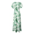 thumbnail image 7 of vigerkar Women's Casual V Neck Maxi Dress with Short Sleeve Sexy Elegant Floral Dress Green, S, 7 of 7