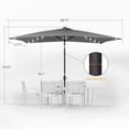 thumbnail image 3 of ACEGOSES 10 x 6.5ft LED Rectangle Outdoor Patio Deck Market Outside Table Umbrellas with Non-Fading Polyester canopy, Cold Gray, 3 of 9