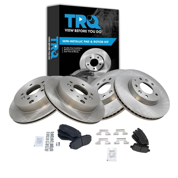 TRQ Front and Rear Brake Pad & Rotor Kit Brake Pads Brake Rotor Semi-Metallic Fits Select 2007-2012 Mazda CX-7