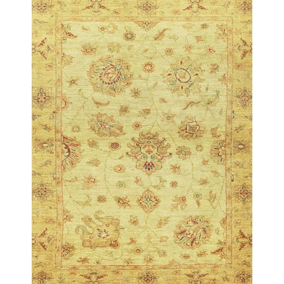 Ahgly Company Indoor Rectangle Abstract Yellow Oriental Area Rugs, 6' x 9'