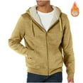 thumbnail image 2 of BXINGOHAI Fleece Hoodie for Men Warm Full Zip Sherpa Lined Sweatshirt Winter Jacket Khaki,3XL, 2 of 6