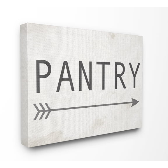 Stupell Industries Pantry Sign with Arrow Typography Painting Gallery Wrapped Canvas Art Print Wall Art, 16 x 20