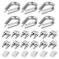 thumbnail image 1 of Unique Bargains M10 Wire Rope Accessory Set for 3/8' Dia, 12Pcs Cable Clip Clamp 6Pcs Thimble Rigging 6Pcs Crimping Loop Sleeve, 1 of 7