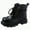 Black, variant on Little Girl Boots Pull-On Lace-Up Comfort Combat with Side Zipper Ankle Boots for Toddler Girls Khaki,9(Toddler/Little Kid/Big Kid)