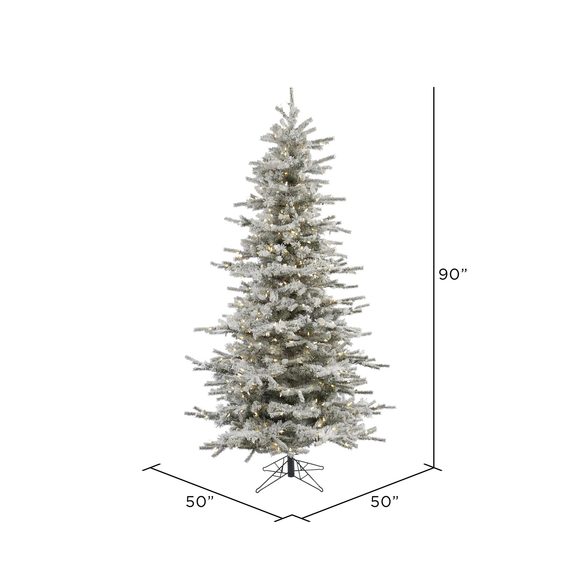 Vickerman 7.5' Flocked Sierra Fir Slim Artificial Christmas Tree, Pure White Single Mold LED lights - image 4 of 7