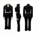 thumbnail image 3 of Two-Piece Women’s Fleece-Lined Half-Zip Mock Neck Tracksuit Set, Waist-Cinched Sweatshirt and Drawstring Pants, Warm Cozy Casual Lounge Outfit for Daily Wear, 3 of 6