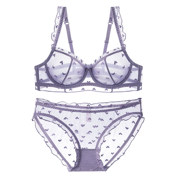 Levmjia Women's Lace Lingerie Set Push Up Bra Solid Color Panty Set Comfortable Everyday Wear Deep V Backless For Sleep Date Night