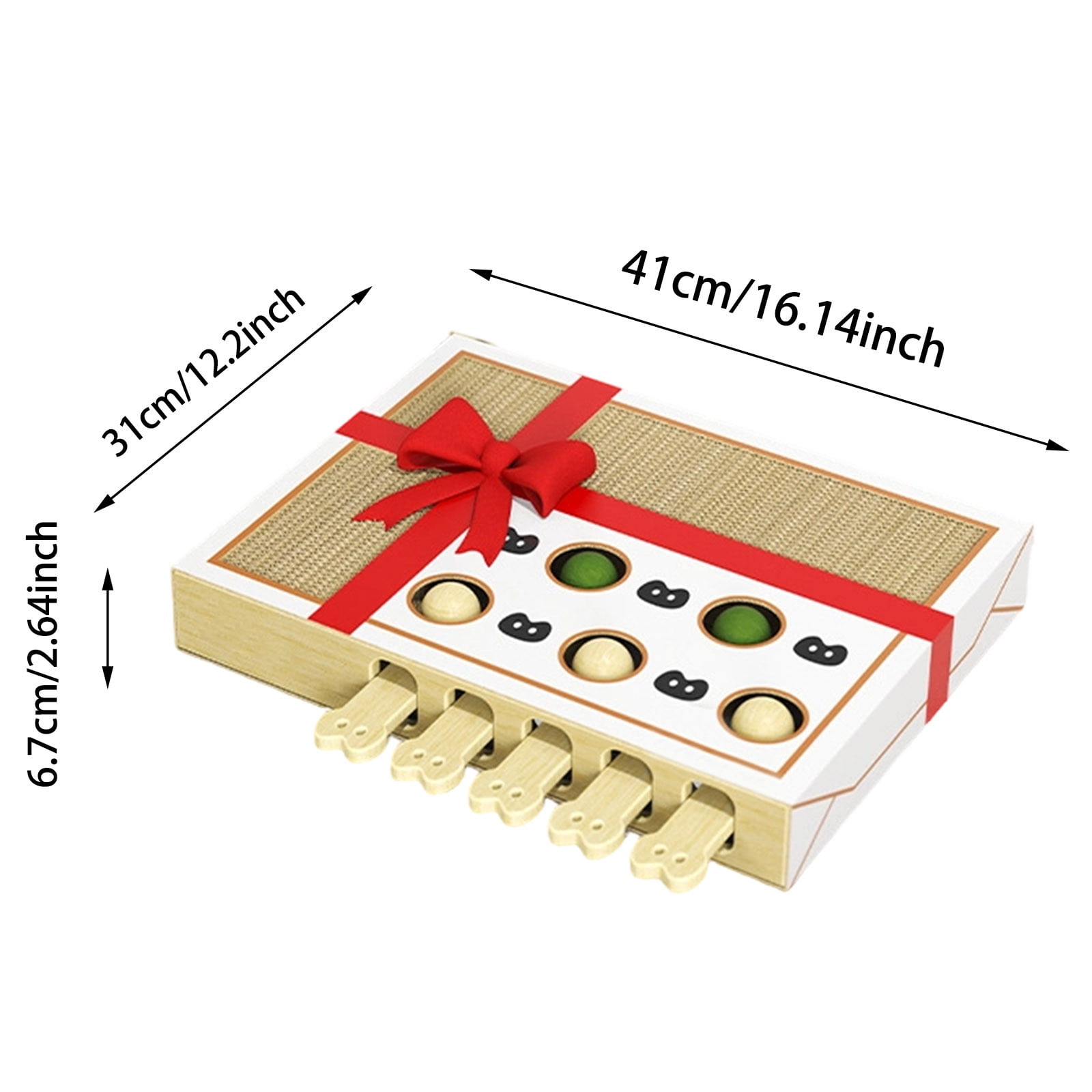 Cat Puzzle Scratching Board with 5 Popping Balls - Interactive Whack-A-Mole Cat Toy with Scratch Pads and Wooden Levers, Durable Puzzle Toy for Kittens Adult Cats to Reduce Boredom & Anxiety