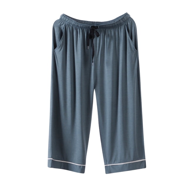 Pijama informal para hombre, pantalones finos y holgados, de color liso, estilo capri
