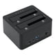 thumbnail image 5 of Base para disco duro externo USB C 3.0 a SATA compatible con clonador de HDD SSD de 16 TB y 5 Gbps para bahía doble de 2,5 y 3,5 pulgadas SATA I II III SSD HDD enchufe de la UE, 5 of 10