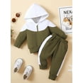 thumbnail image 3 of aturustex 0M 3M 6M 9M 12M 18M Infant Baby Boy Clothes Contrast Color Long Sleeve Pullover Hooded Sweatshirt Top and Pants Set Fall Outfit, 3 of 9