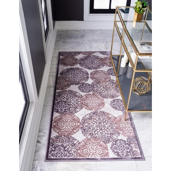 Rugs.com Derbyshire Collection Rug – 6 Ft Runner Violet Medium Rug Perfect For Hallways, Entryways