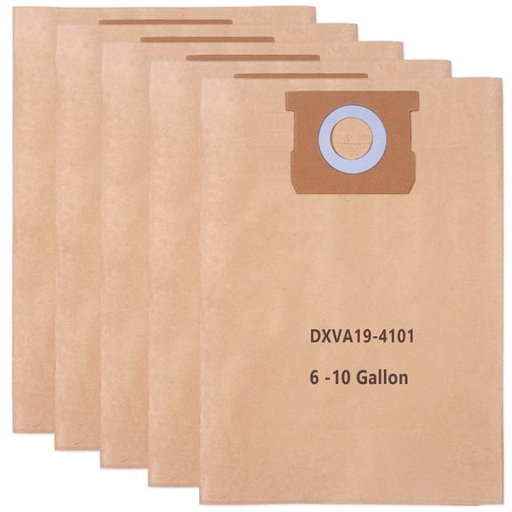 5 Pack DXVA19-4101 Disposable Dust Filter Bags Replacement for DEWALT Shop Vac 6-10 Gallon Wet/Dry Vacuum Models: DXV06P, DXV09P, DXV10P, DXV10S, DXV10SA